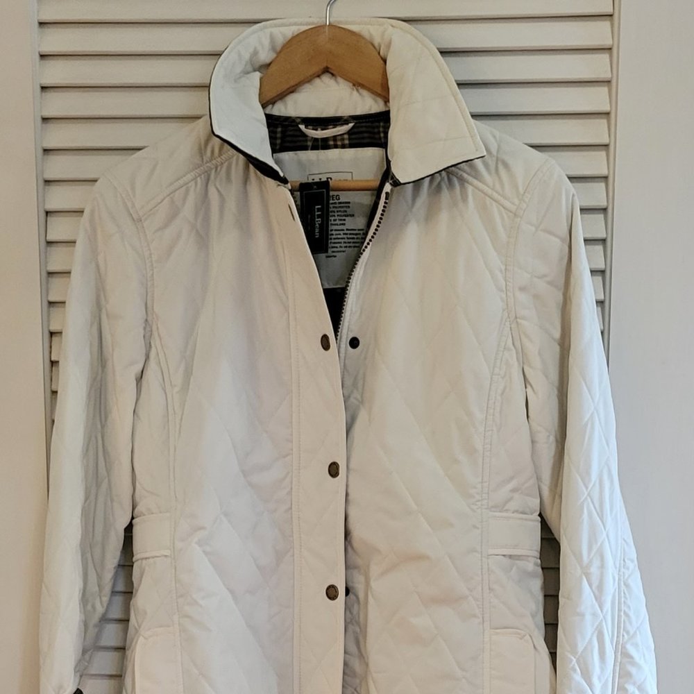 LL Bean Quilted Riding Jacket; Women's Size Small; Cream  Color